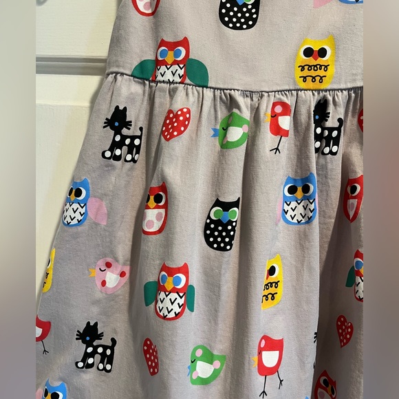 Gray Casual 🦉 Dress, Zips in Back -Covered w Owls, Cats & Birds & Little Collar - Picture 5 of 8